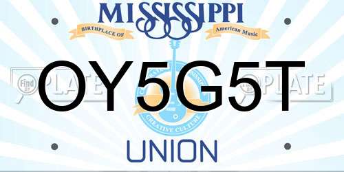 OY5G5T Mississippi License Plate