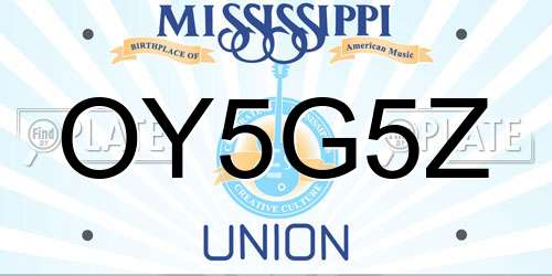 OY5G5Z Mississippi License Plate