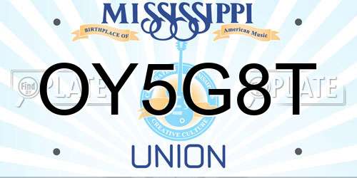 OY5G8T Mississippi License Plate