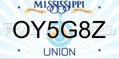 OY5G8Z Mississippi License Plate