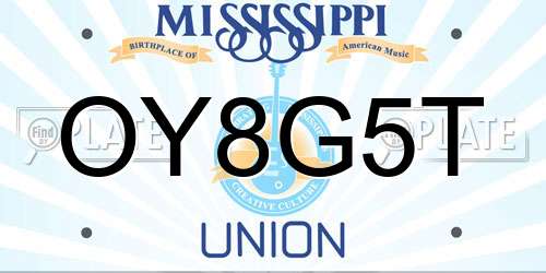 OY8G5T Mississippi License Plate