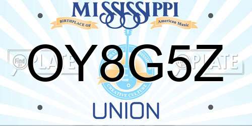 OY8G5Z Mississippi License Plate