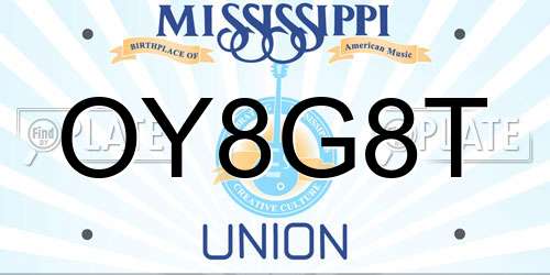 OY8G8T Mississippi License Plate