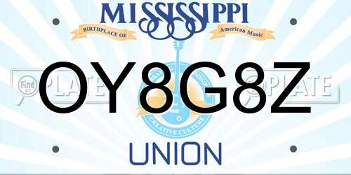 OY8G8Z Mississippi License Plate