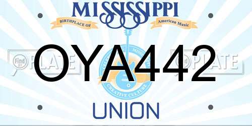OYA442 Mississippi License Plate
