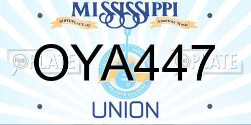 OYA447 Mississippi License Plate
