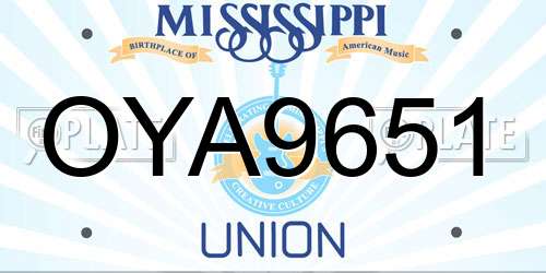 OYA9651 Mississippi License Plate