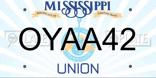 OYAA42 Mississippi License Plate