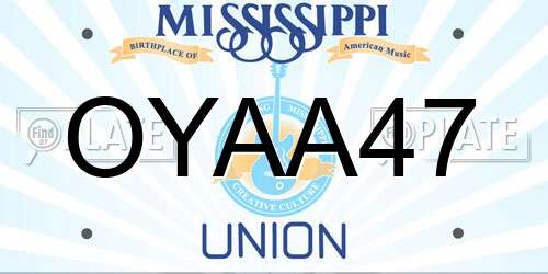 OYAA47 Mississippi License Plate