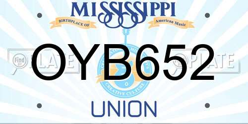 OYB652 Mississippi License Plate