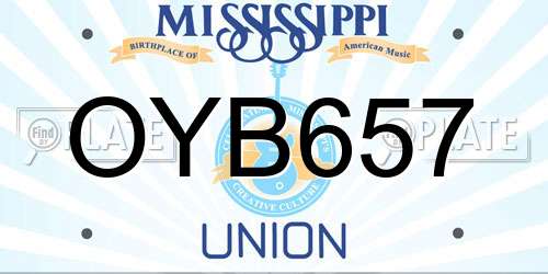 OYB657 Mississippi License Plate