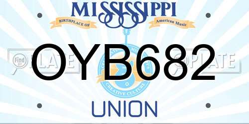 OYB682 Mississippi License Plate