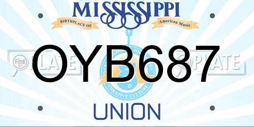 OYB687 Mississippi License Plate