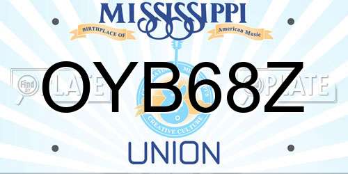 OYB68Z Mississippi License Plate