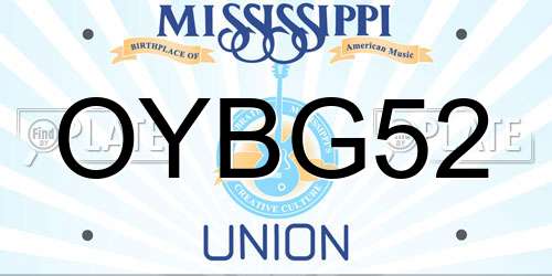 OYBG52 Mississippi License Plate