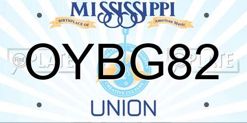 OYBG82 Mississippi License Plate