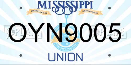 OYN9005 Mississippi License Plate