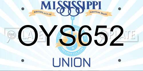 OYS652 Mississippi License Plate