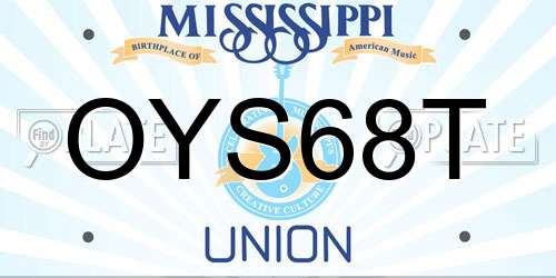 OYS68T Mississippi License Plate
