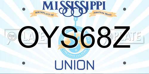 OYS68Z Mississippi License Plate