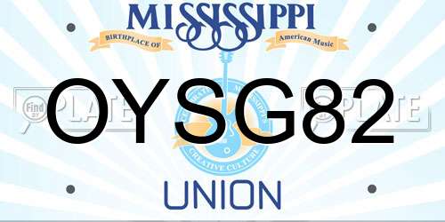 OYSG82 Mississippi License Plate