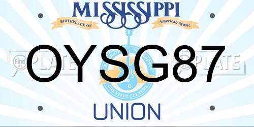 OYSG87 Mississippi License Plate