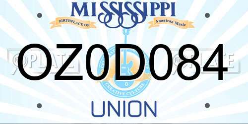 OZ0D084 Mississippi License Plate
