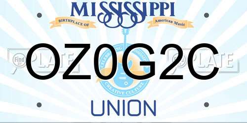 OZ0G2C Mississippi License Plate