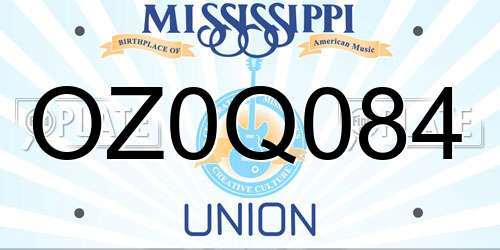 OZ0Q084 Mississippi License Plate