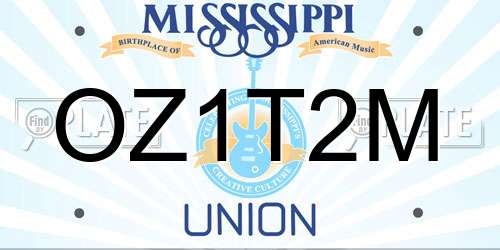OZ1T2M Mississippi License Plate