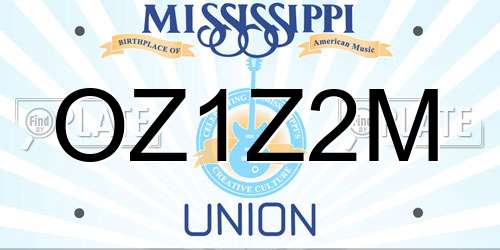 OZ1Z2M Mississippi License Plate