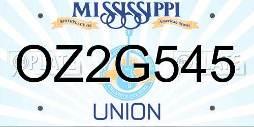 OZ2G545 Mississippi License Plate