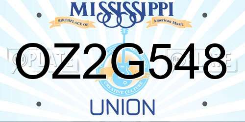 OZ2G548 Mississippi License Plate