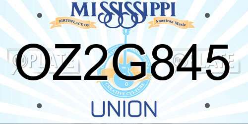 OZ2G845 Mississippi License Plate