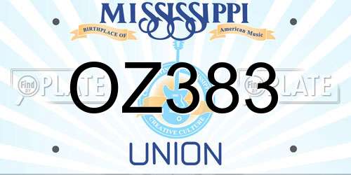 OZ383 Mississippi License Plate