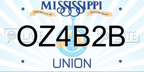 OZ4B2B Mississippi License Plate