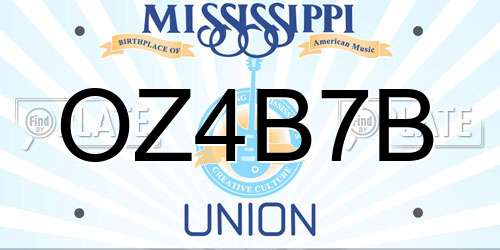 OZ4B7B Mississippi License Plate