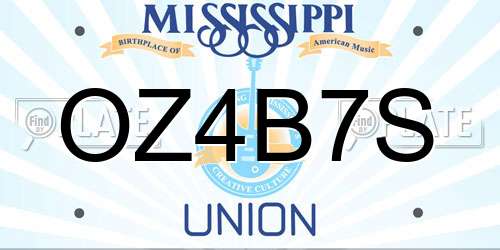 OZ4B7S Mississippi License Plate