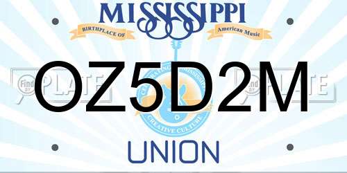OZ5D2M Mississippi License Plate
