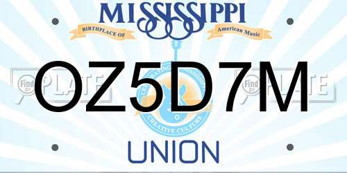 OZ5D7M Mississippi License Plate