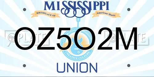 OZ5O2M Mississippi License Plate
