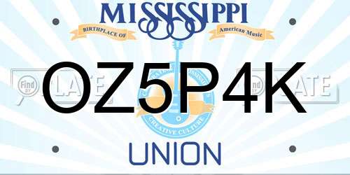 OZ5P4K Mississippi License Plate