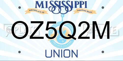 OZ5Q2M Mississippi License Plate