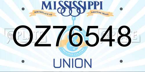 OZ76548 Mississippi License Plate