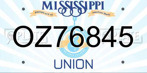 OZ76845 Mississippi License Plate