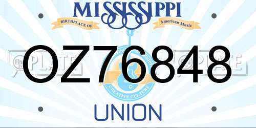 OZ76848 Mississippi License Plate