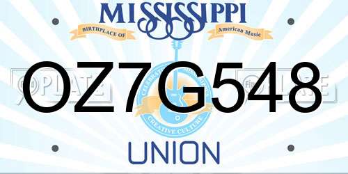 OZ7G548 Mississippi License Plate