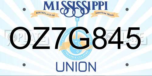 OZ7G845 Mississippi License Plate