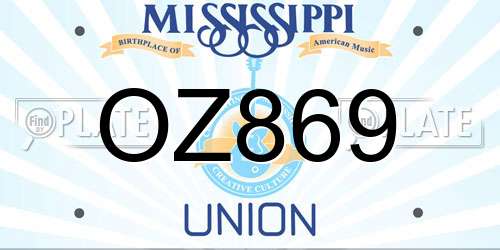 OZ869 Mississippi License Plate