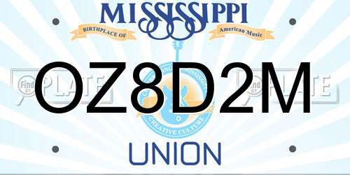 OZ8D2M Mississippi License Plate